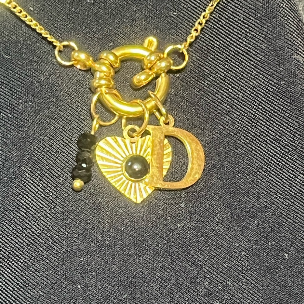 Gold Heart and Initial Pendant Necklace